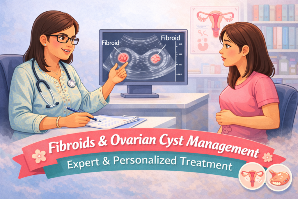 Expert fibroids and ovarian cyst management by Dr Vishwa Bharati, best gynaecologist in Dhanbad, providing personalised women’s healthcare