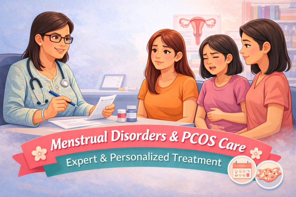Expert menstrual disorders and PCOS care by Dr Vishwa Bharati, best gynaecologist in Dhanbad, providing personalised women’s healthcare